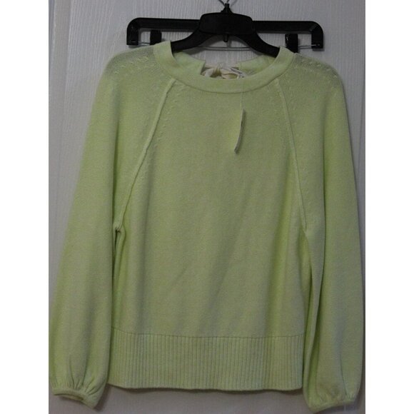 NWT Anthropologie Emily Puff-Sleeved Sweater Size XS Yellow Knit Back Bow - Picture 1 of 5